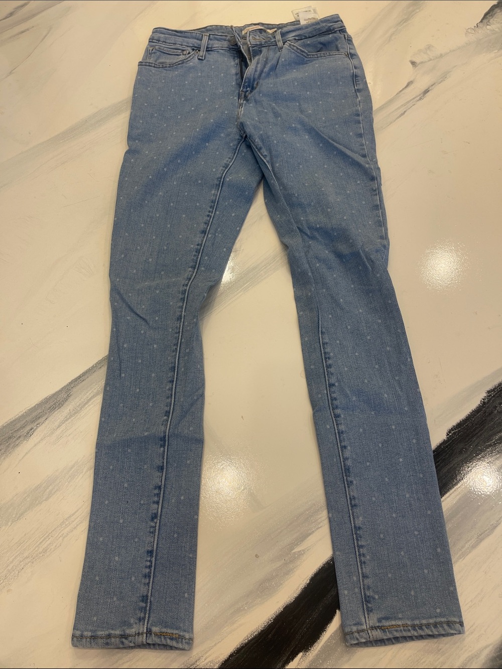 Levi's Light Blue Skinny Jeans with Subtle White Dots
